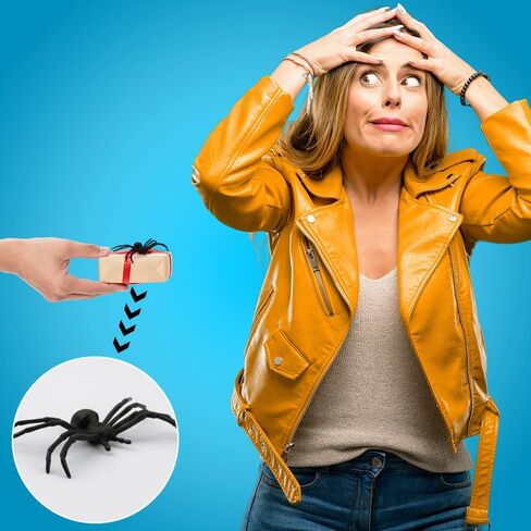 عناكب بلاستيكية من BOMEON، عناكب وهمية، عناكب واقعية لجميع القديسين، 8 قطع من لوازم تزيين الهالوين، ألعاب عنكبوت أسود مزحة تخويف ممتعة، نكتة مفاجأة عملية، 3.9 × 3.7 بوصة in Kuwait