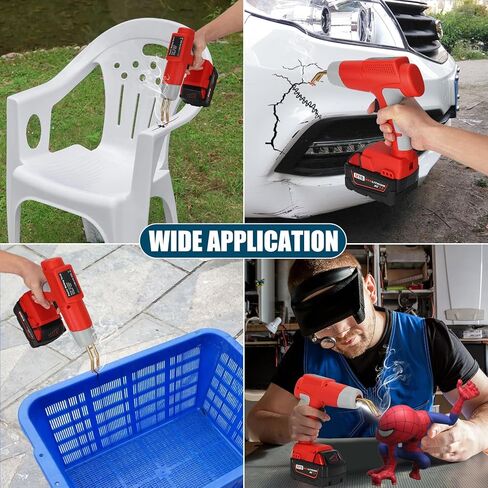 مسدس لحام بلاستيكي لاسلكي لبطارية ريوبي 18 فولت، آلة لحام محمولة مع 6 أنواع 600 قطعة دبابيس لإصلاح تشققات مصد السيارة والمزيد من إصلاح البلاستيك، أداة DIY in Kuwait