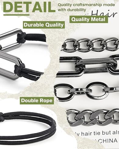 Black Bracelet Hair Ties for Women and Men - 4 PCSFashion Jewelry Hair Elastics & Ties for Girls Favorite Things with Beige Elastic in Saudi Arabia