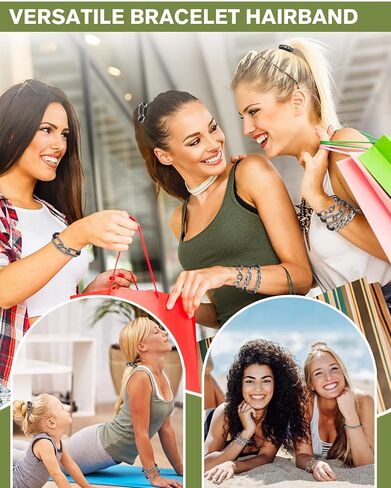 Black Bracelet Hair Ties for Women and Men - 4 PCSFashion Jewelry Hair Elastics & Ties for Girls Favorite Things with Beige Elastic in Saudi Arabia