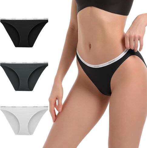 ملابس داخلية بيكيني نسائية من OIEOEI من ألياف الخيزران الناعمة عالية القطع، 3 قطع in Kuwait