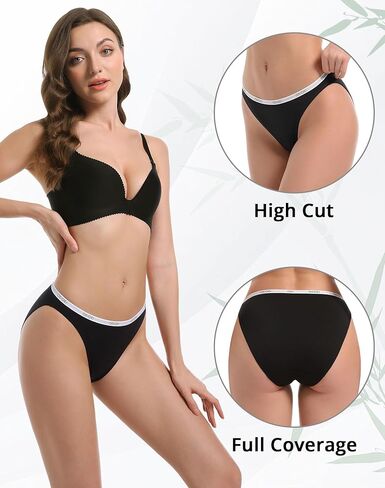ملابس داخلية بيكيني نسائية من OIEOEI من ألياف الخيزران الناعمة عالية القطع، 3 قطع in Kuwait