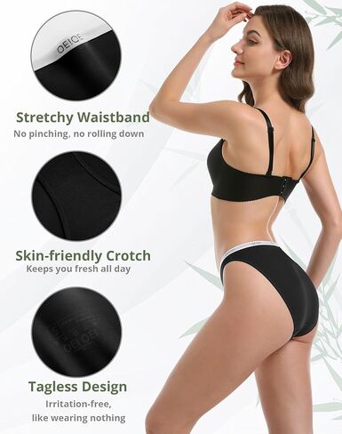 ملابس داخلية بيكيني نسائية من OIEOEI من ألياف الخيزران الناعمة عالية القطع، 3 قطع in Kuwait