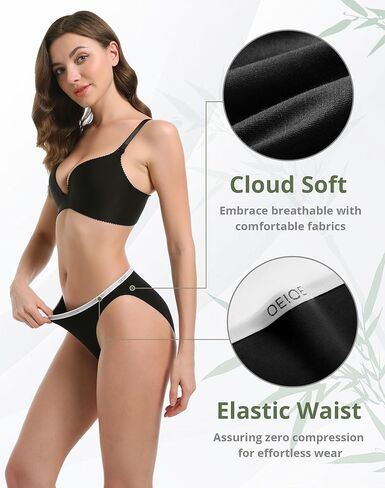 ملابس داخلية بيكيني نسائية من OIEOEI من ألياف الخيزران الناعمة عالية القطع، 3 قطع in Kuwait