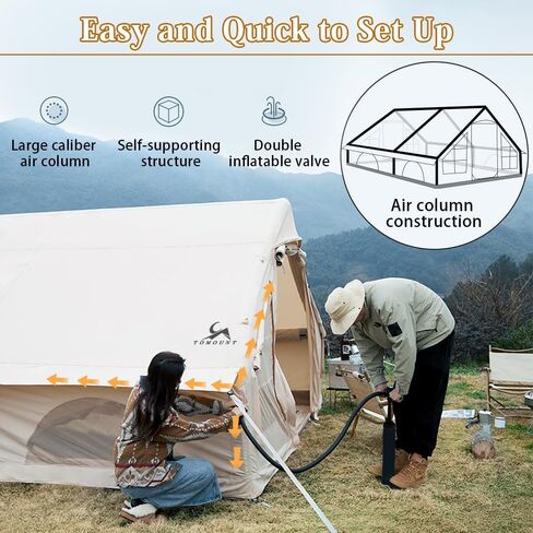 Inflatable Camping Tents Air Glamping Tents 4 Season Waterproof Easy Set up Cabin House Tent Blow up Tent for Family Camping in Saudi Arabia