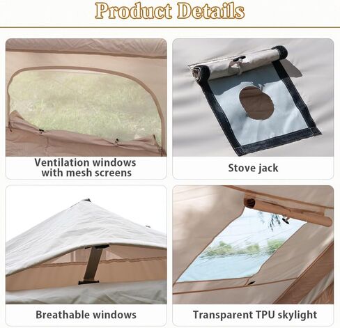 Inflatable Camping Tents Air Glamping Tents 4 Season Waterproof Easy Set up Cabin House Tent Blow up Tent for Family Camping in Saudi Arabia