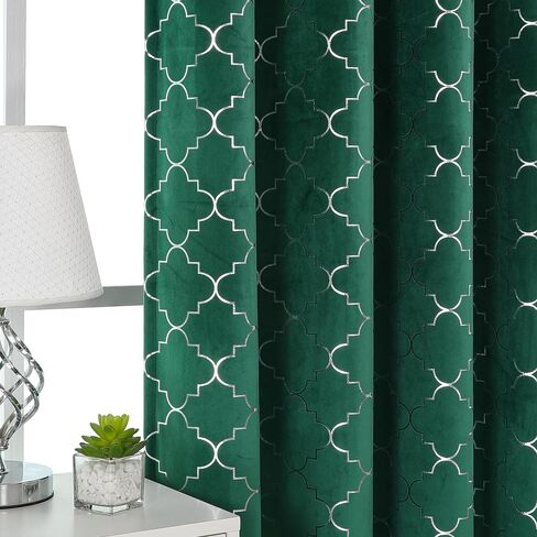 White and Silver Luxury Velvet Curtains 63 Inch Length for Living Room, Privacy Protection Blackout Curtains for Bedroom and Dining Room, Grommet Design Drapes with 52"Wx63"L in Saudi Arabia