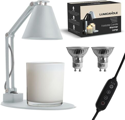 LumiCandle - مصباح تدفئة الشموع مع لمبتين بقدرة 50 وات، مصباح تدفئة الشموع قابل للتعديل مع مؤقت، سخان مصباح الشمعة، سخان الشمع، سخان الشمع الكهربائي مع مؤقت، هدية ديكور المنزل in Kuwait