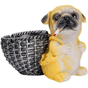 Leheybia 1 Pcs Dog Ashtray Cute Funny Dog Shape Ash Tray Funny Ashtray Resin Portable Outdoor Ashtray Ashtray for Patio Porch,Home Office Decorations Indoor Outdoor（Brown，yellow） (Brown)