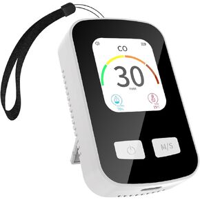 ﻿Travel Carbon Monoxide Detector, 3in1 Portable CO Detector for Car Camper Camping, Battery Powered Rechargeable Carbon Monoxide Detectors with Temperature Humidity Sensor for Hotel Rome Home RV Trip