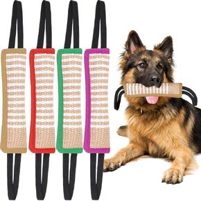 Kacctyen 4 Pcs Dog Tug Toy Dog Training Bite Pillow Tough Jute Dog Bite Pillow Tug of War Dog Toy with 2 Handles dog bite training equipment for Small Medium Large Dogs Puppy Training Interactive Play