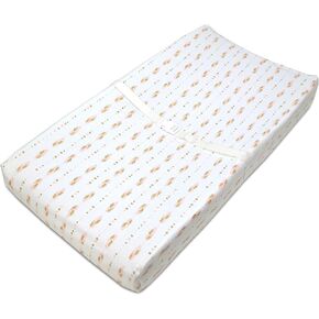 American Baby Company 2 Pack Printed 100% Cotton Knit Fitted Contoured Changing Table Pad Cover - Compatible with Mika Micky Bassinet, Golden Yellow Stars/Super Stars, for Boys and Girls