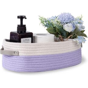 Cotton Rope Toilet Paper Holder Basket with Handle, Home Decor Organizing Small Baskets, Nursery Basket 13"x5.9"x4" Dark Gray in Kuwait