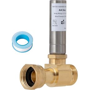 SUNGATOR Washing Machine Water Hammer Arrestor, 3/4 Inch MHT x 3/4 Inch FHT for Washer, Laundry, Stainless Steel Hammer Arrestor, Stop Hammering Reduce Banging Noise, with A Sealing Tape (2-Pack)