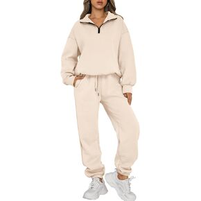 Trendy Queen Womens 2 Piece Outfits Long Sleeve Sweatsuits Sets Half Zip Sweatshirts with Joggers Sweatpants