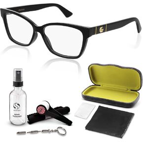 Gucci GG0634O Cat Eye Rectangular Shape Eyeglasses + Bundle with eSHADES Luxury Eyewear Kit