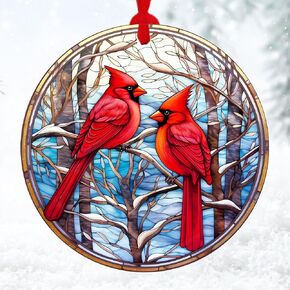 Christmas Ornaments Decor Christmas Tree, Big Ornament 4 Inch Acrylic Ornament Art, Holiday Decoration, Car Interiors Decors, Christmas Decor for Holiday Party 2023 Christmas Ornament (Cardinal)