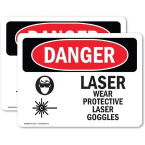 (2 Pack) Laser Wear Protective Laser Goggles OSHA Danger Sign