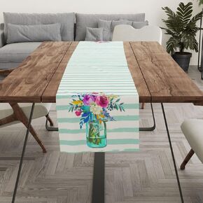 Spring Eucalyptus Leaves Table Runner, Spring Decorations Green Plants Leaf Table Runner, Greenery Table Runners for Dining Room Table Decor for Kitchen Home Party 13 x 72 Inch