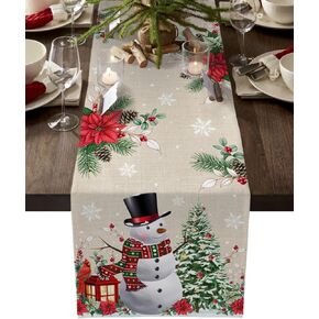Aqua Chrysanthemum Flowers Table Runner-Cotton Linen-Small 13x36inches Dresser Scarves,Floral Grey Tablerunner for Kitchen Coffee/Dining/End Table Bedroom Living Room,Scarf Decor for Holiday