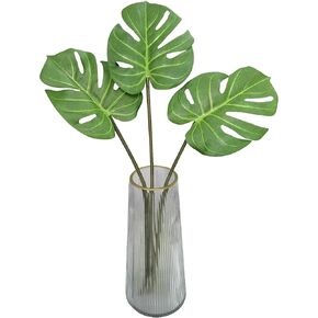 Ahvoler Artificial Monstera Leaves Tropical Palm Plants Leaves Large with Long Stem for Vase Home Wedding Decorations, 30", 3 pcs