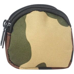 Small Coin Purchase Keychain, Round Tactical Pouch Military Gear Mini Molle Key Wallet Holder Men Coin Purses Zipper Outdoor Pocket for Camping Hunting (Army Green)