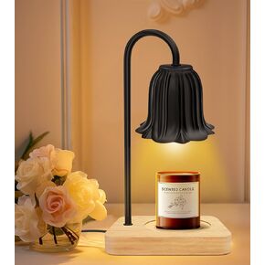 YULOFMVE Candle Warmer Lamp with Timer, Dimmable Top Down Black Wax Warmer Light Melting Candles Fits Large Small Jar Scented Candles for Home Vintage Decor