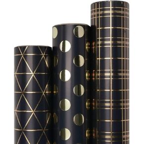 Blavermant Birthday Wrapping paper rolls, Gift Wrapping Paper Mini Roll - 17" X 16.4 ft Per roll, 3 Colorful Designs for Birthday