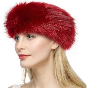Dikoaina Womens Faux Fur Headband Winter Earwarmer Earmuff Hat Ski Silver Grey