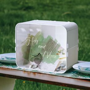 OurWarm Wedding Card Box PVC Hollow Wedding Envelope Box with Lock and Card Sign, Upgraded Security Money Box Gift Card Box for Wedding Reception Birthday Baby Shower Graduation Party Supplies