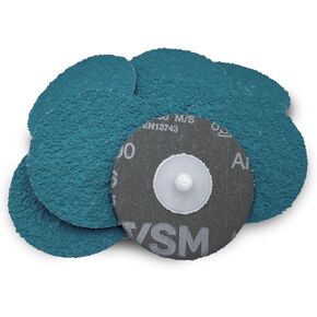 VSM Actirox Top-Sized Ceramic Quick-Change Disc, 3", 80 Grit, Type R, Tear-Resistant Fiber Backing, Coarse Grade, Pack of 25 Durable Abrasive Discs, Hand-Held Machine Compatible