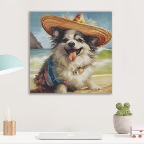 Madison Park Dog Wall Art Cute Animal Decor for Kid's Bedroom, Home Office Conversational Piece, Bathroom Decor, Gifts for Dog & Beach Lover, Baby Shower, Birthday, Hang Ready, Corgi Canvas