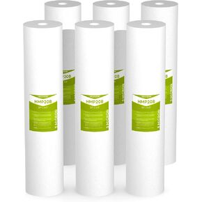 1 Micron Whole House Water Filter Cartridge, Sediment Filters for Well Water, Universal Replacement for Any 20 inch Big Housings - 20" x 4.5" Cartridges - Pack of 6