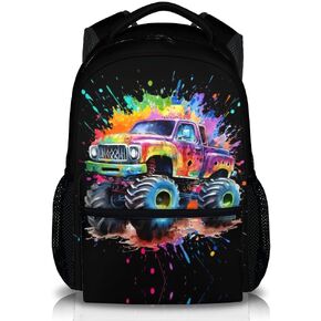 School Backpack for Boys - Cute Truck Backpacks for Kids - 17" Large Capacity Yellow Lightweight Bookbag for Children, Cool School Supplies for Preschool Elementary