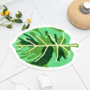 Cute Pink Leaf Bathroom Rugs Non-Slip Monstera Bath mat for Bathroom Fluffy Absorbent Floor Microfiber Palm Bath mat Washable,Soft Aesthetic Leaves Rugs Boho Indoor Shower Mat Doormat