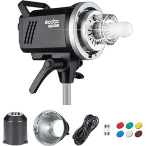 Godox MS300 300W Wireless Studio Flash for Strobe Light Photography with Bowens Mount and Godox Flash Capability at 5600K CCT