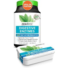 Zenwise Digestive Enzymes - Probiotic Multi Enzymes with Probiotics and Prebiotics for Digestive Health + Bloating Relief for Women and Men, Bromelain and More for Gut Health and Digestion - 180 Count