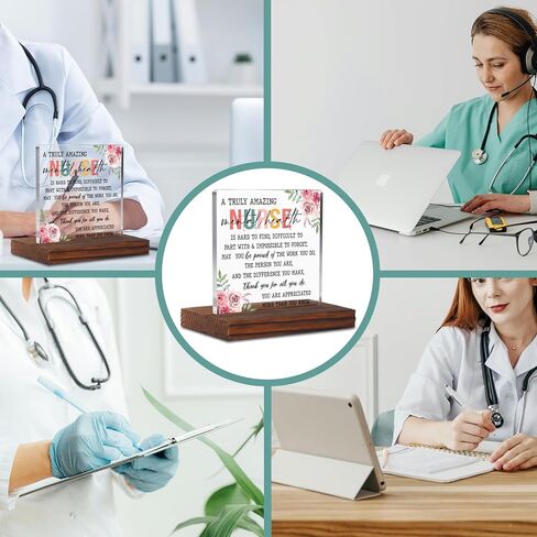 Thank You Gifts for Home Health Nurse, Appreciation Gifts for Home Care Nurse, Nurse Week Day Graduation New Nurse Nursing Student Gift for Nurse Squad Clear Desk Decorative Sign Plaques TZJ80 in Kuwait