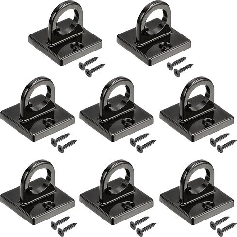 PATIKIL Pad Eye Plate U Hooks, 8 Pack Metal Ceiling Hook Wall Mount Loop with Screws Hardware Ring Hooks for Hanging Ropes in Queue Barrier, Matte Golden in Saudi Arabia