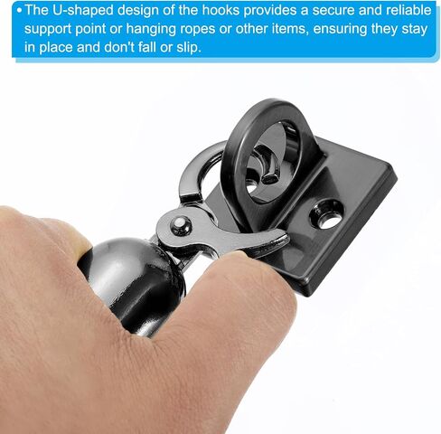 PATIKIL Pad Eye Plate U Hooks, 8 Pack Metal Ceiling Hook Wall Mount Loop with Screws Hardware Ring Hooks for Hanging Ropes in Queue Barrier, Matte Golden in Saudi Arabia