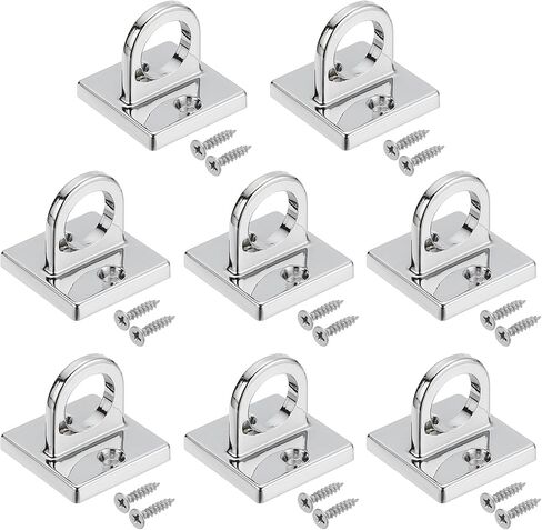 PATIKIL Pad Eye Plate U Hooks, 8 Pack Metal Ceiling Hook Wall Mount Loop with Screws Hardware Ring Hooks for Hanging Ropes in Queue Barrier, Matte Golden in Saudi Arabia