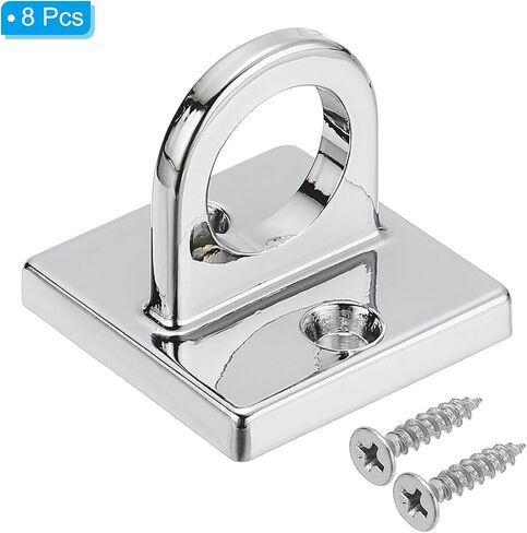 PATIKIL Pad Eye Plate U Hooks, 8 Pack Metal Ceiling Hook Wall Mount Loop with Screws Hardware Ring Hooks for Hanging Ropes in Queue Barrier, Matte Golden in Saudi Arabia