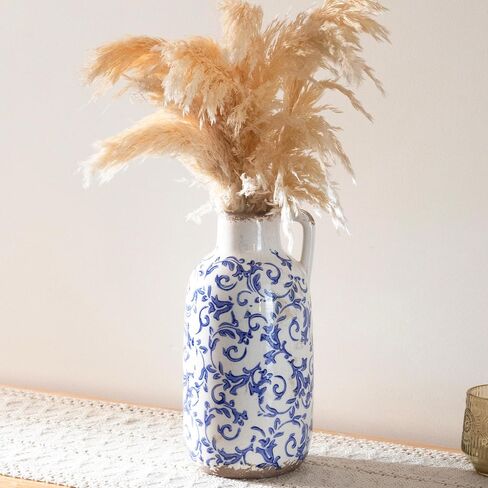 VICTOR & TERESA Rustic White Vase for Home Decor, Farmhouse Ceramic Vase for Mantel Decoration in Kuwait