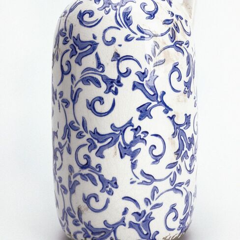 VICTOR & TERESA Rustic White Vase for Home Decor, Farmhouse Ceramic Vase for Mantel Decoration in Kuwait