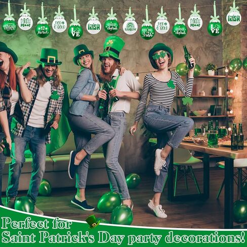 Hotop 18 Pcs St. Patrick's Day Ball Ornament Assorted Decorative Hanging Ornaments Green and White Plastic Ball Decorations for Holidays Festival Indoor Outdoor Party Events Christmas Tree Supplies in Kuwait