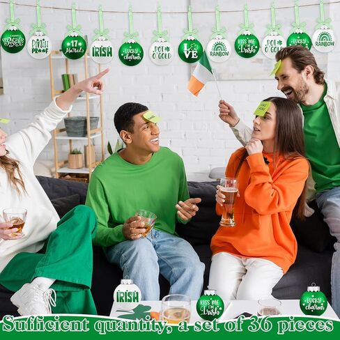 Hotop 18 Pcs St. Patrick's Day Ball Ornament Assorted Decorative Hanging Ornaments Green and White Plastic Ball Decorations for Holidays Festival Indoor Outdoor Party Events Christmas Tree Supplies in Kuwait