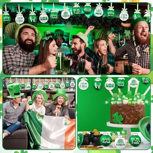 Hotop 18 Pcs St. Patrick's Day Ball Ornament Assorted Decorative Hanging Ornaments Green and White Plastic Ball Decorations for Holidays Festival Indoor Outdoor Party Events Christmas Tree Supplies in Kuwait