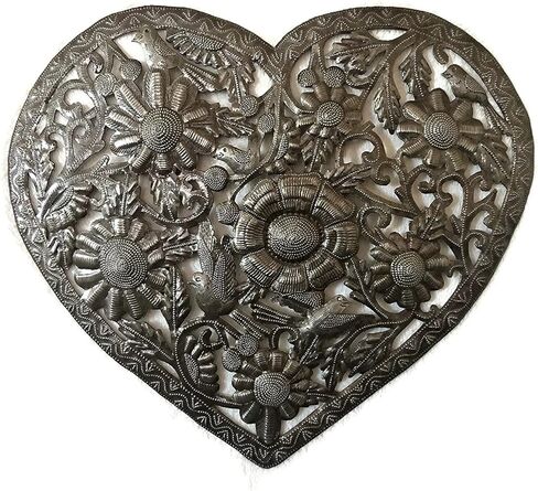 Love and Friendship Tree of Life, Heart Wall Hanging Decor, Handmade, Indoor Outdoor, Haitian Steel Drum Artwork, Thank You Gift 14.25 In. X 14.25 In. (Heart Tree of Life) in Kuwait