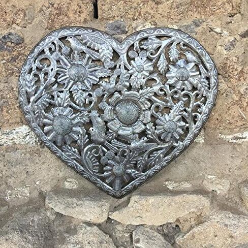 Love and Friendship Tree of Life, Heart Wall Hanging Decor, Handmade, Indoor Outdoor, Haitian Steel Drum Artwork, Thank You Gift 14.25 In. X 14.25 In. (Heart Tree of Life) in Kuwait