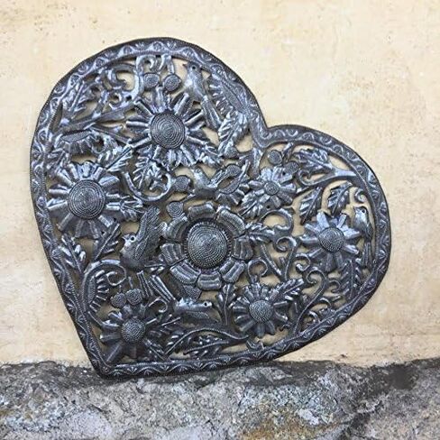 Love and Friendship Tree of Life, Heart Wall Hanging Decor, Handmade, Indoor Outdoor, Haitian Steel Drum Artwork, Thank You Gift 14.25 In. X 14.25 In. (Heart Tree of Life) in Kuwait